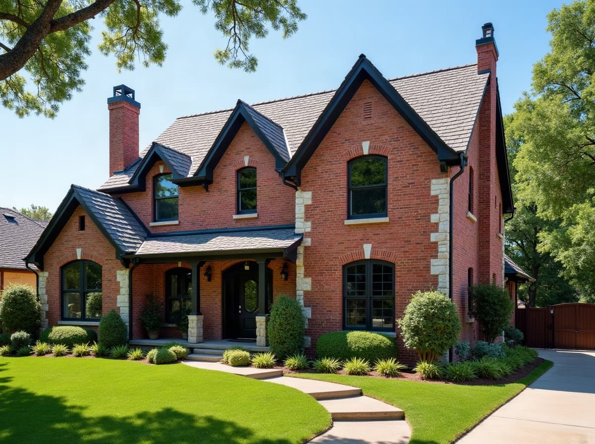 The same red-brick Texas home fully restored after repair