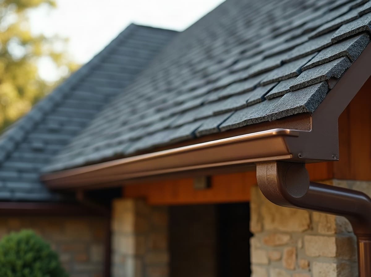 Detail of crisp new architectural shingles and flashing
